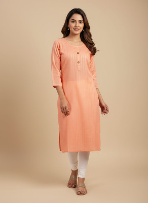 koml Women Solid A-line Kurta(Orange)