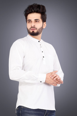 SPOQUE Men Solid Straight Kurta(White)