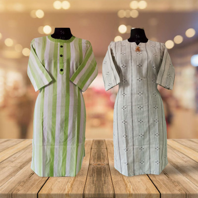 Misba collection Women Printed Straight Kurta(Green, White)