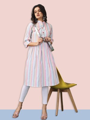 Ladylaz Women Self Design A-line Kurta(Pink)