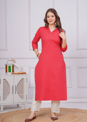 EMPIRE STYLE Women Embroidered A-line Kurta(Red)