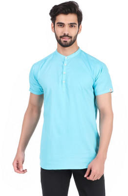MADE IN THE SHADE Men Solid Straight Kurta(Light Blue)