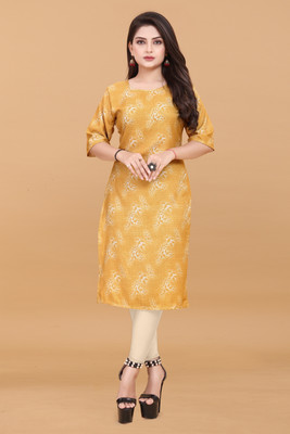 VAISALICREATION Women Printed A-line Kurta(Yellow)