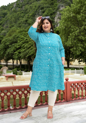 Lee Moda Women Leheriya A-line Kurta(Light Green)