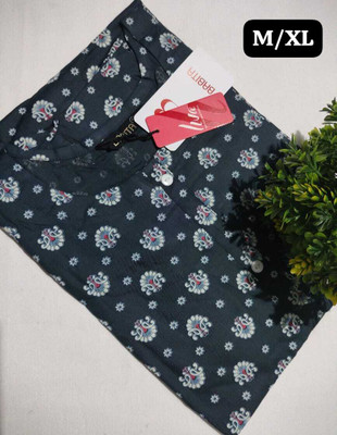 SM PRODUCTS Women Geometric Print A-line Kurta(Dark Blue)