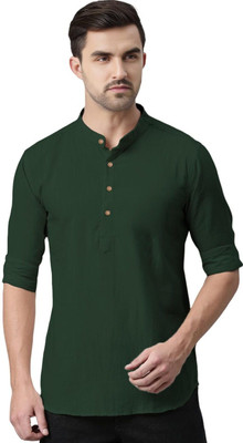 EDIN ENTERPRISES Men Solid Straight Kurta(Beige)