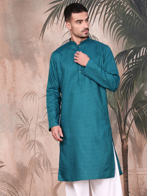 Sangria Men Solid Straight Kurta(Light Blue)