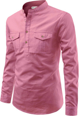 RAREMARK Men Solid A-line Kurta(Pink)