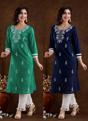 vikshi Women Printed Straight Kurta(Multicolor)