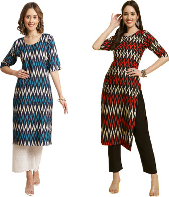 HouseOfCommon Women Printed Straight Kurta(Multicolor)