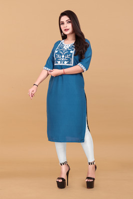 Jayshree Fab Women Embroidered A-line Kurta(Blue)