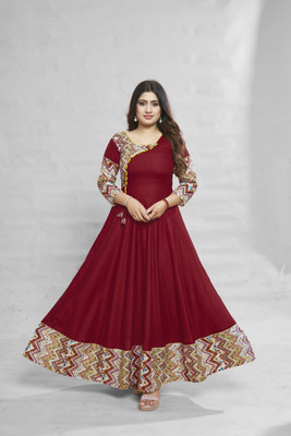 meesorra Women Printed Anarkali Kurta(Maroon)