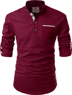 Apektra Men Solid Pathani Kurta(Maroon)