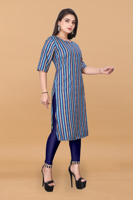 RIDDHI COLLECTION MALL Women Striped A-line Kurta(Multicolor)