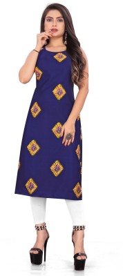 maruti fab Women Striped Straight Kurta(Blue)