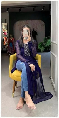 Shivam Creation Women Solid Straight Kurta(Blue)