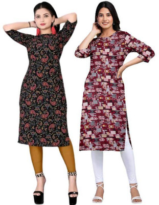 MIROSELLY CREATION Women Printed Straight Kurta(Multicolor)