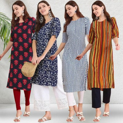 1 Stop Fashion Women Printed A-line Kurta(Multicolor)