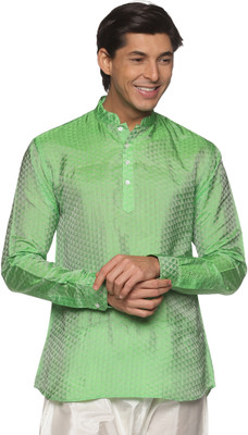 Sethukrishna Men Solid A-line Kurta(Green)