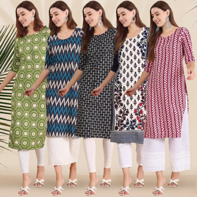 1 Stop Fashion Women Printed A-line Kurta(Multicolor)