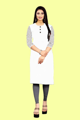 Coft Women Solid Straight Kurta(White)