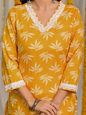 Sample Girls Printed Ethnic Dress Kurta(Yellow)