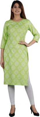 Jaipur Vogue Women Printed Straight Kurta(Green)