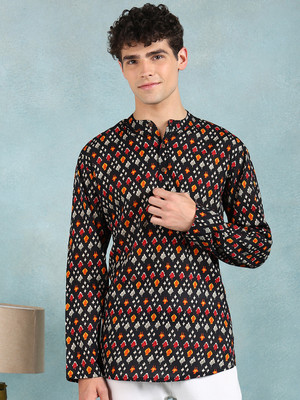 House of Pataudi Men Printed Straight Kurta(Multicolor)