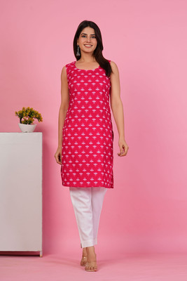 BARWAD Women Printed A-line Kurta(Pink)