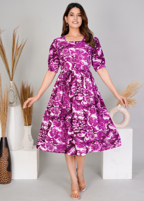 Assamica Women Printed Anarkali Kurta(Purple)
