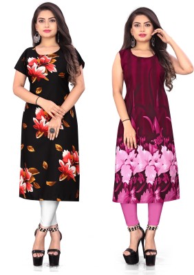 maruti fab Women Floral Print Straight Kurta(Multicolor)