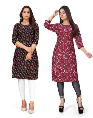 rajni rayon Women Printed Straight Kurta(Multicolor)