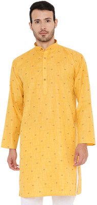 MAHARAJA Men Printed Straight Kurta(Yellow)