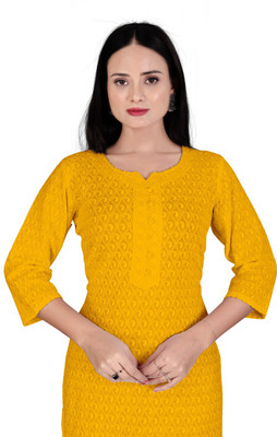 Akshar Women Chikan Embroidery Straight Kurta(Maroon)
