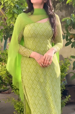 ATIISUNDAR Women Printed Straight Kurta(Green)