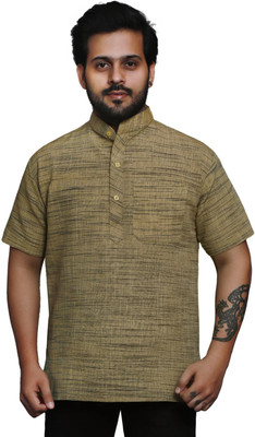 JBK Men Self Design Straight Kurta(Green)