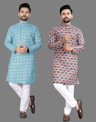 DHASU TRENDZ Men Printed Straight Kurta(Multicolor)