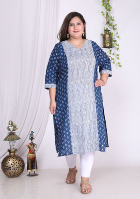 Swasti Women Floral Print Straight Kurta(Blue)