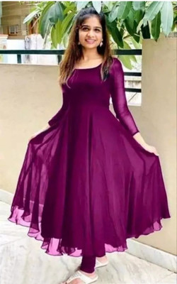 vidya fashion mart Anarkali Gown(Purple)