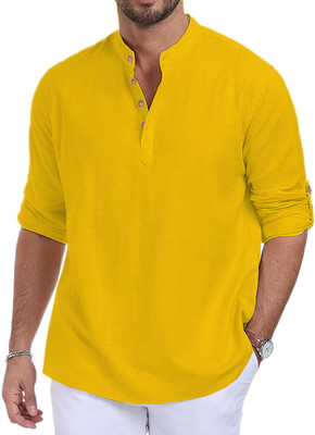 Univibe Men Solid Straight Kurta(Yellow)