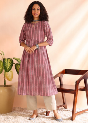 Anmi Geometric Print Women Anarkali Kurta(Multicolor)