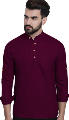Vida Loca Men Solid Straight Kurta(Green)