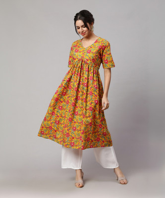 SAK JAIPUR Women Printed Anarkali Kurta(Blue)