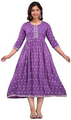 Shabna Collections Women Printed Anarkali Kurta(Multicolor)