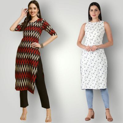 KALLAXI Women Self Design Straight Kurta(Multicolor)