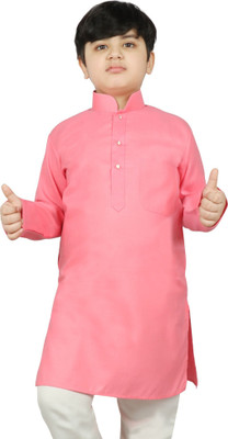 SG YUVRAJ Boys Solid Ethnic Dress Kurta(Pink)
