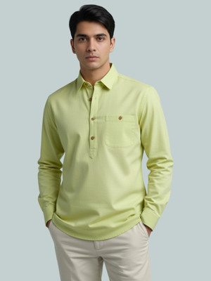 Vida Loca Men Solid A-line Kurta(Green)