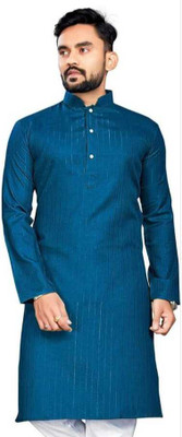 Shree Hari Enterprise Men Self Design A-line Kurta(Blue)