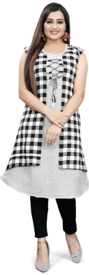 AANSHI FASHION Women Checkered A-line Kurta(Grey, White, Black)