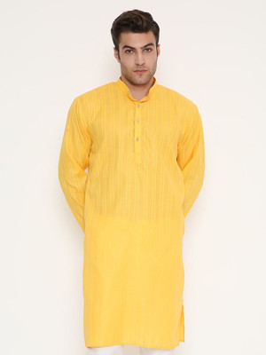 MAHARAJA Men Solid Straight Kurta(Yellow)